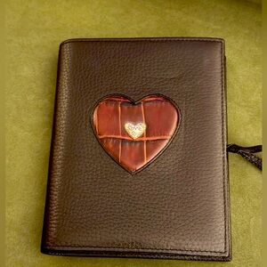 Vintage Brighton Notecard / Envelopes Holder/Case.  Black/Brown Leather.